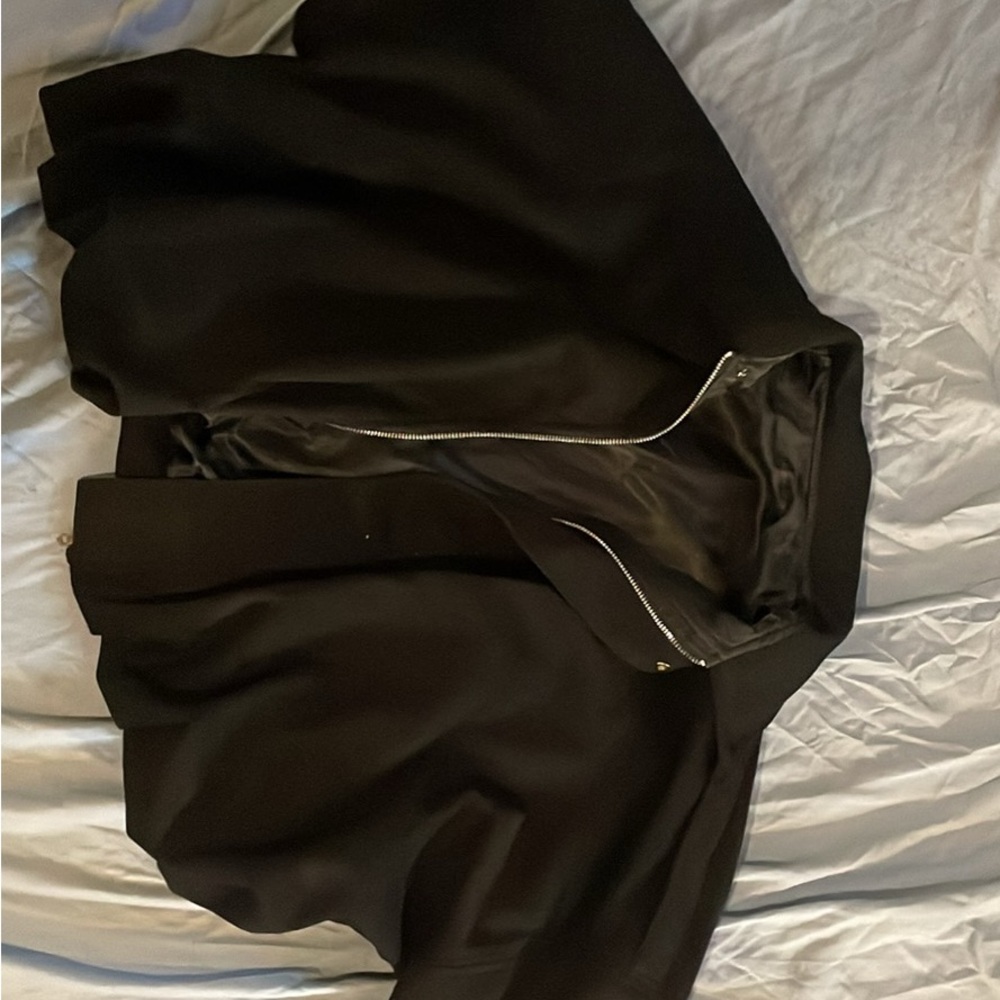 Black Suede Oversized Zip-Up Jacket